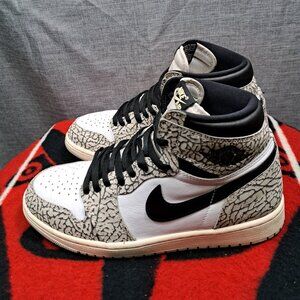 %Size 10.5 Nike Air Jordan 1 Retro OG High White Cement Men AJ2